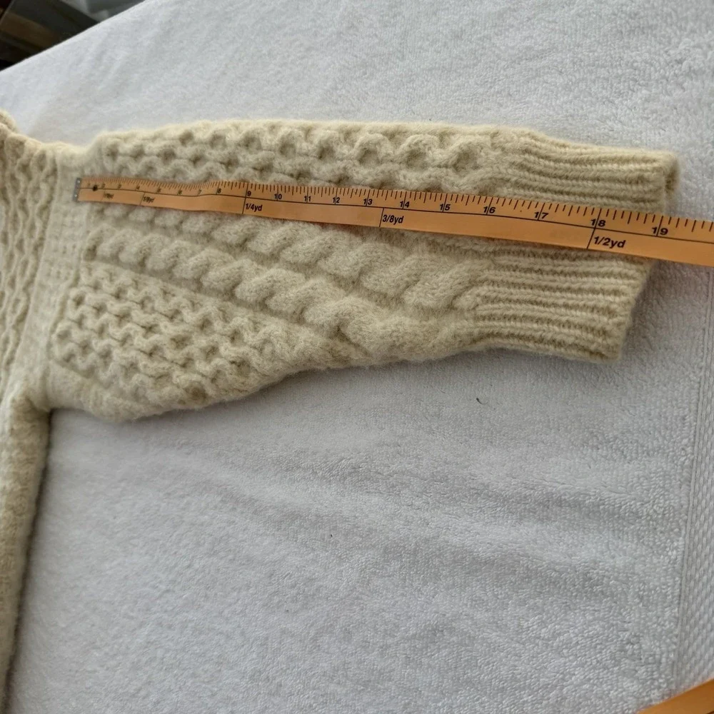 Vtg Irish Wool Fisherman Sweater Aran Knit Chunky Ivory Cable Knit Cream *READ*